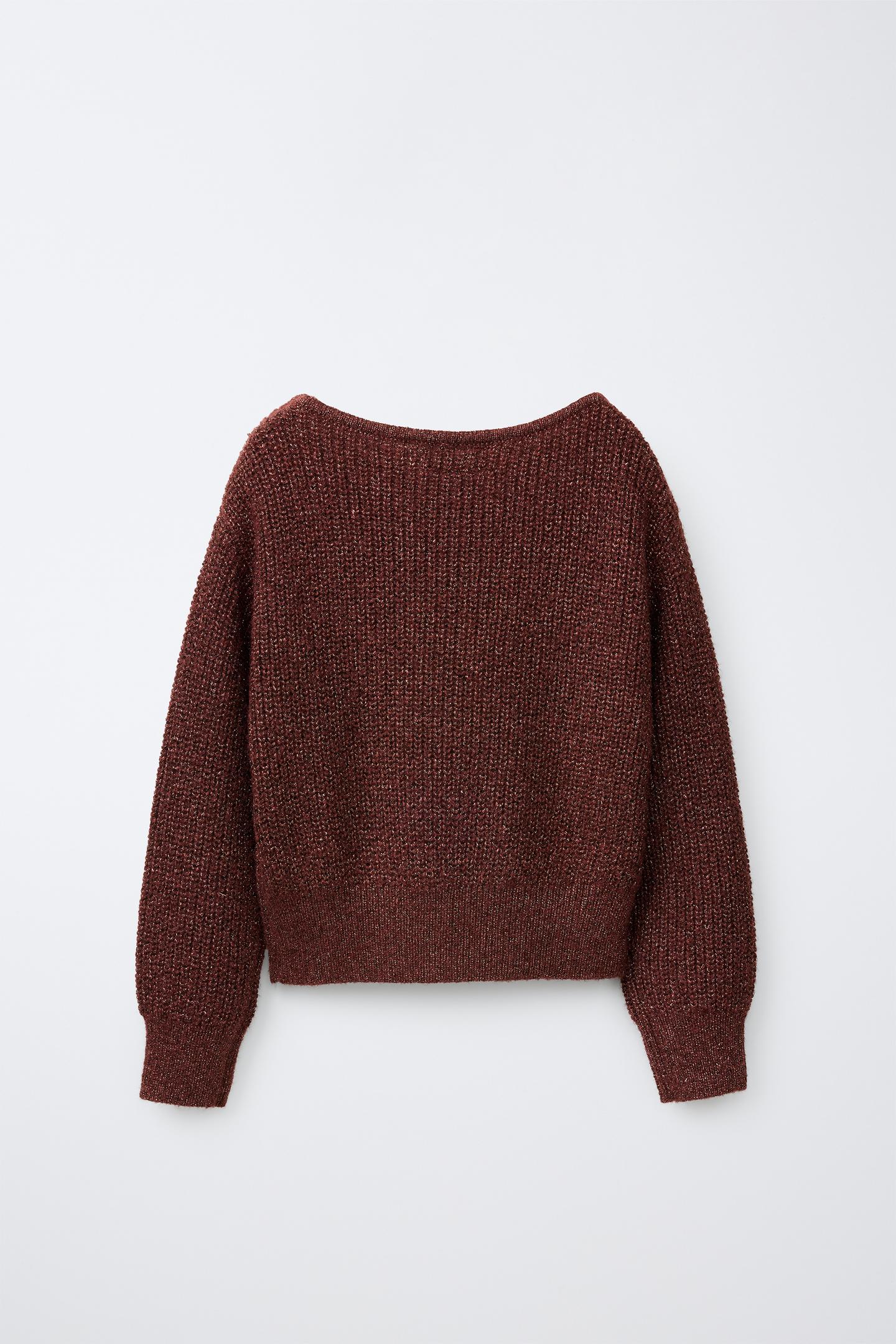 Детский свитер Zara Metallic Knit Jumper with Scarf, цвет: Dark Russet — фото 3