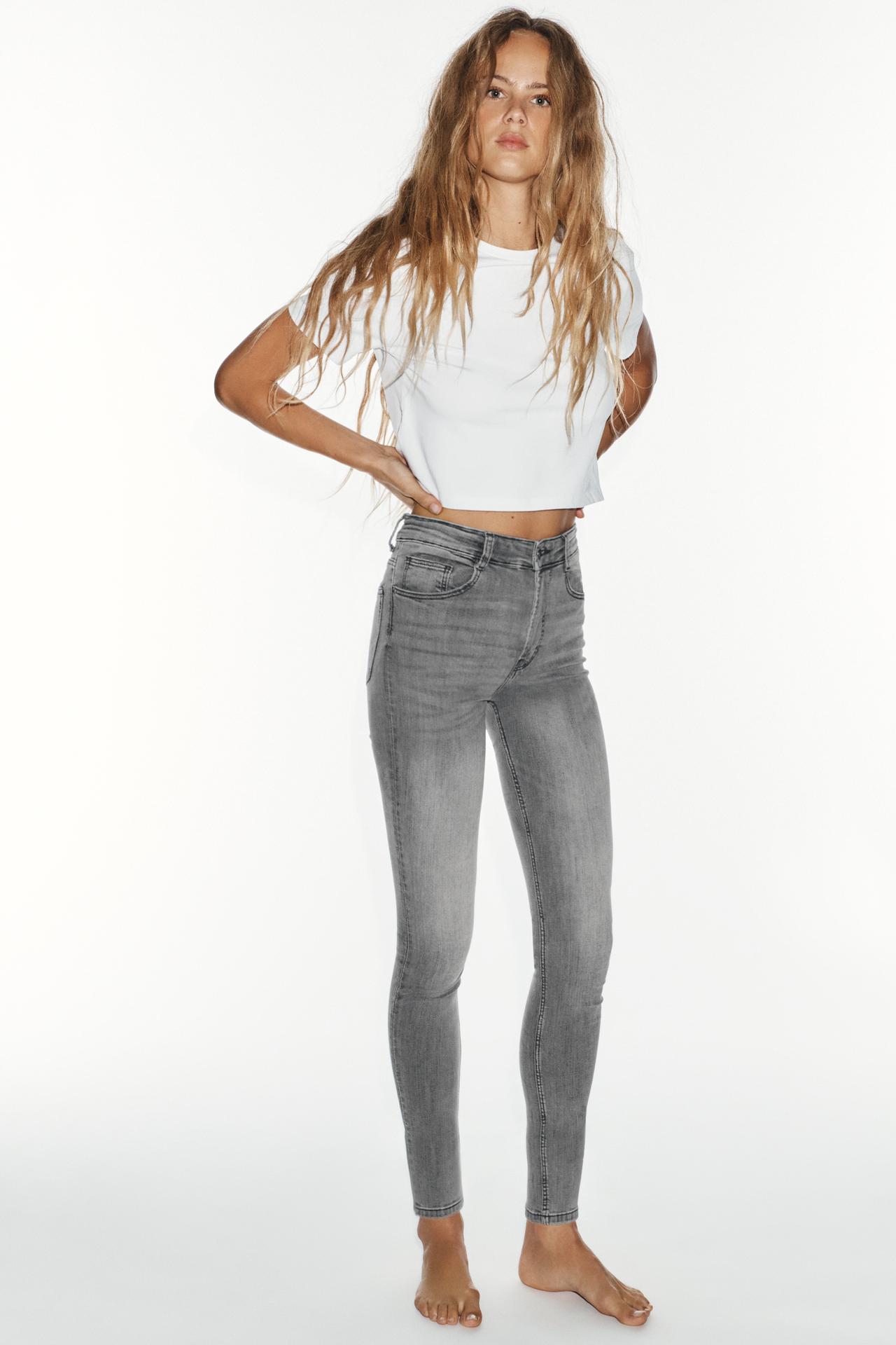 TRF HIGH-RISE SKINNY JEANS — Light grey