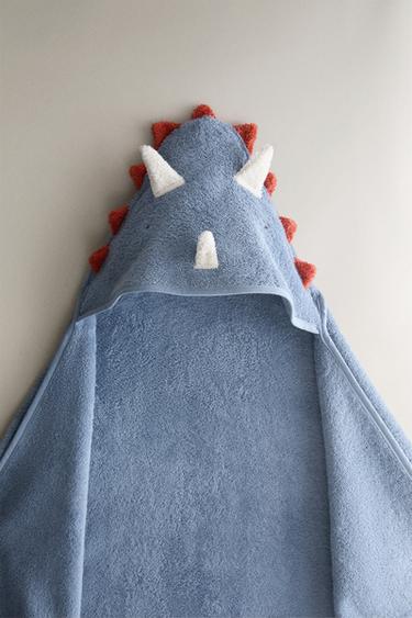 KIDS' DINOSAUR HOODED BATH TOWEL - Blue by Zara