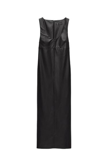 FAUX LEATHER MIDI DRESS