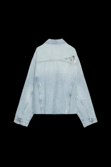 TRF RIPPED DENIM OVERSHIRT - Light blue by Zara