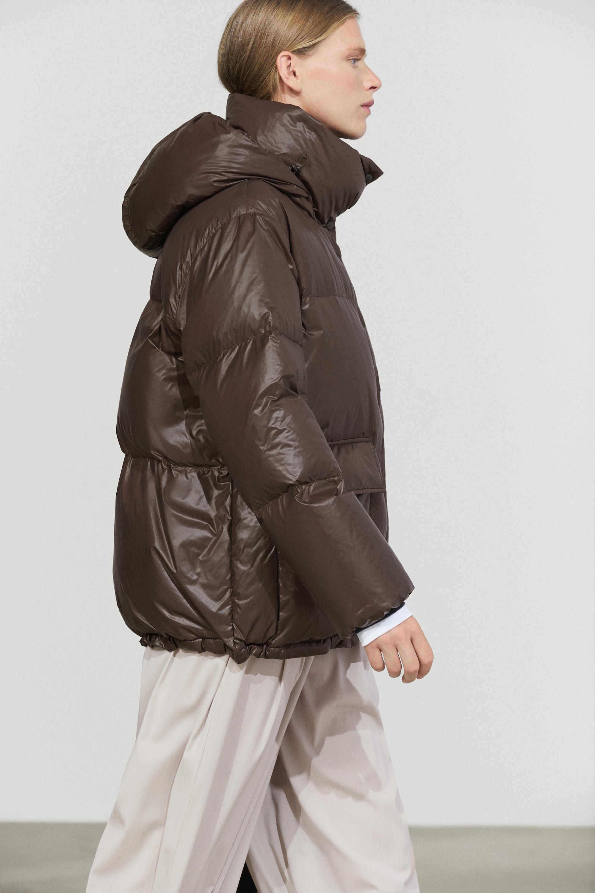 Stand-up collar down jacket — Brown