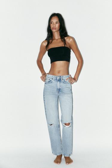 ДЖИНСЫ ANS С ВЫСОКОЙ ПОСАДКОЙ И РАЗРЕЗАМИ — ГОЛУБОЙ от Zara — изображение 0