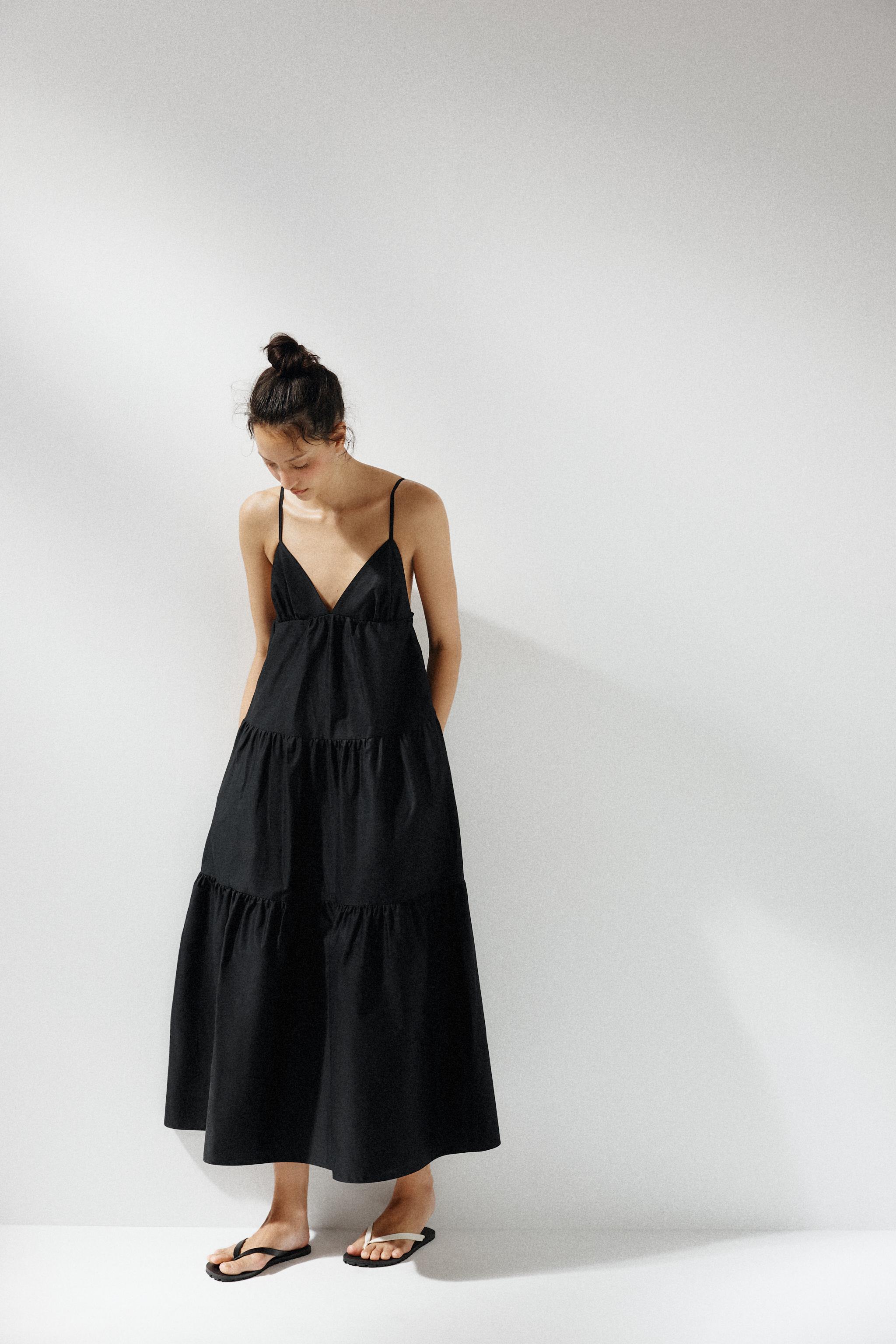 ⭐️ZARA woman ワンピース バルーン袖 フォーマル ブラック V