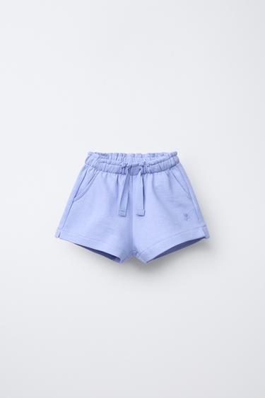 BERMUDA FELPA BÁSICA FLOR BORDADA - Lavanda de Zara