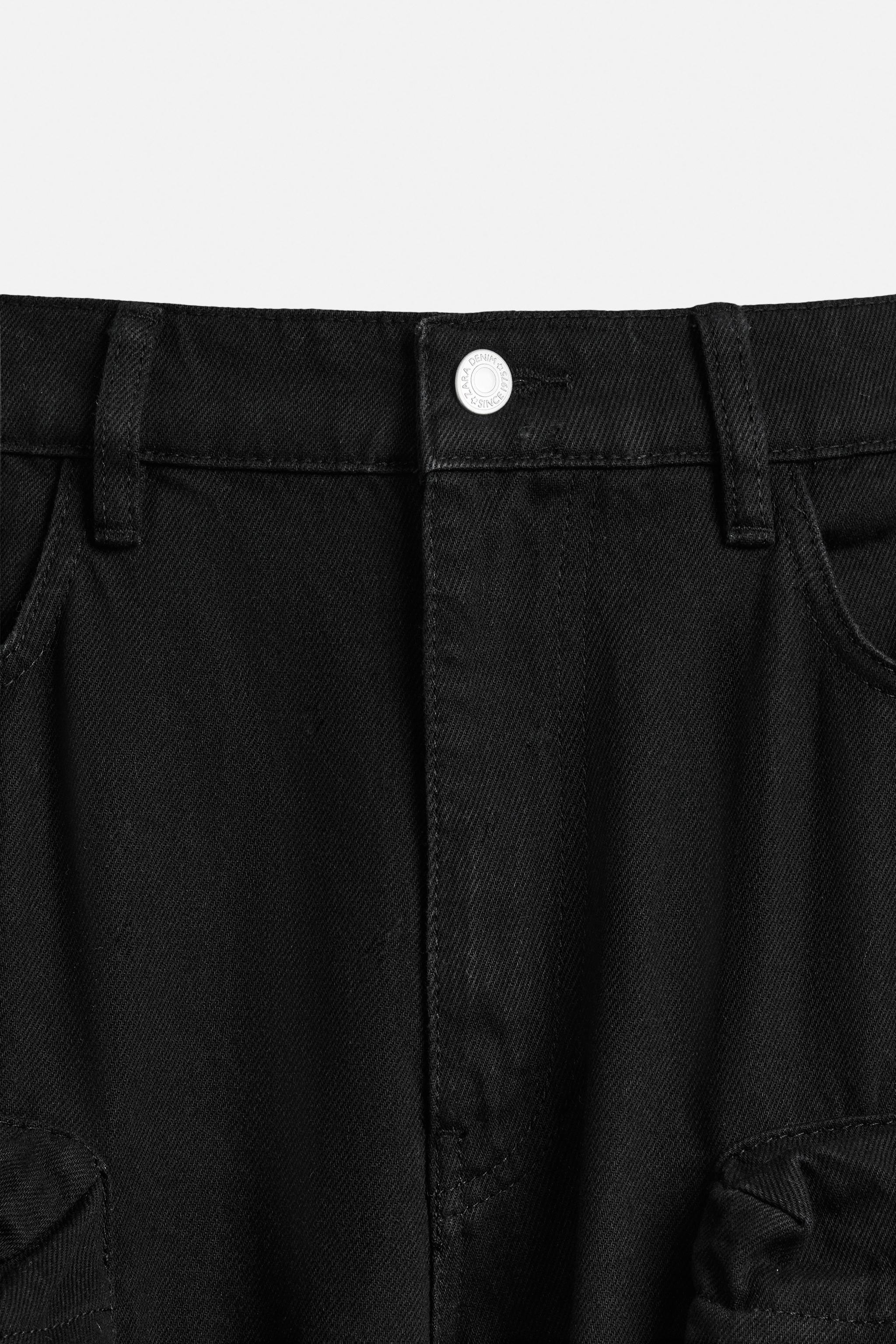 DENIM CARGO PANTS WITH POCKETS
