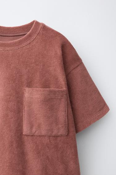 ENSEMBLE T-SHIRT POCHE ET BERMUDA EFFET ÉPONGE - Rouge orangé de Zara - Image 2