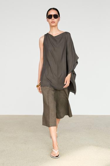 Zara Asymmetric flowing cape top - Black gold - Image 0