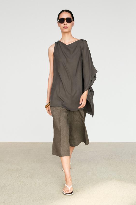 Asymmetric flowing cape top from Zara - $130
