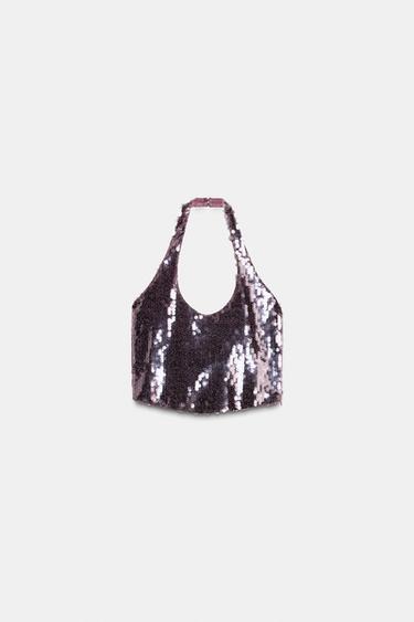 SEQUINNED HALTER TOP - Lilac by Zara