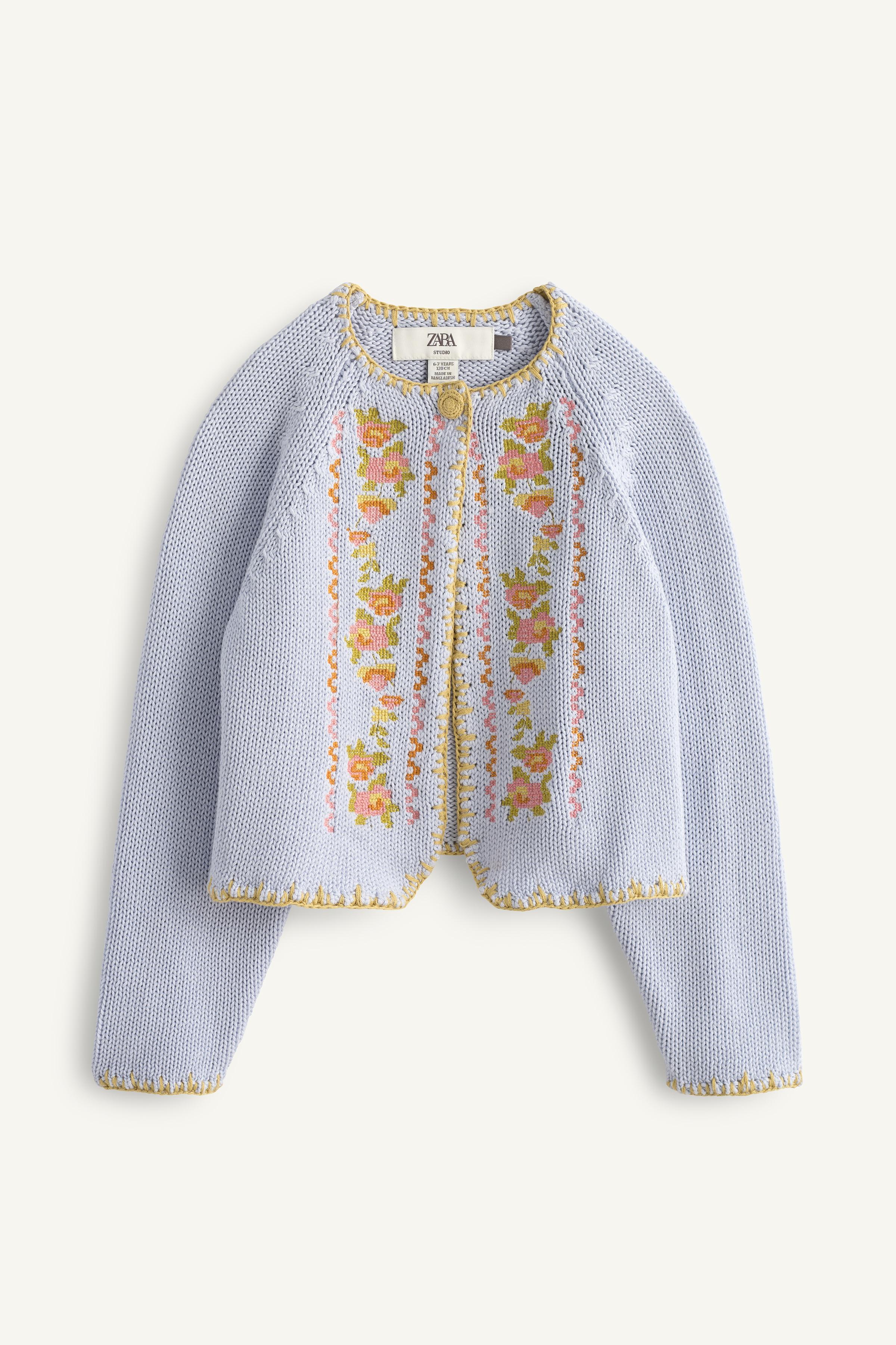 GILET EN MAILLE FLEURS BRODÉES POINT DE CROIX ÉDITION LIMITÉE
