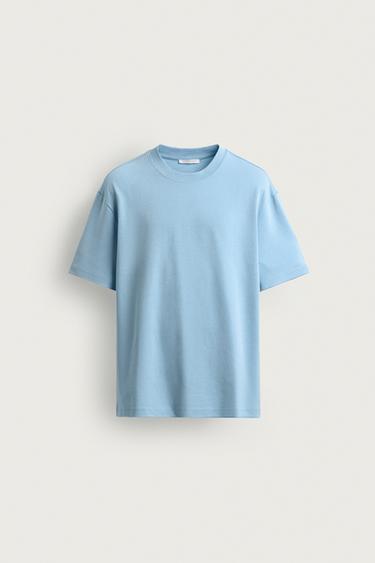 RELAXED FIT INTERLOCK T-SHIRT /04 - Light blue by Zara
