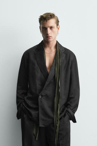 XHAKETË E DERDHUR KOSTUMI JACQUARD PAISLEY LIMITED EDITION - E zezë nga Zara