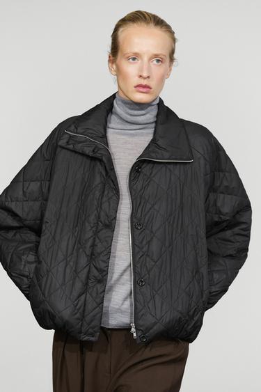 High neck quilted bomber jacket — Black 2