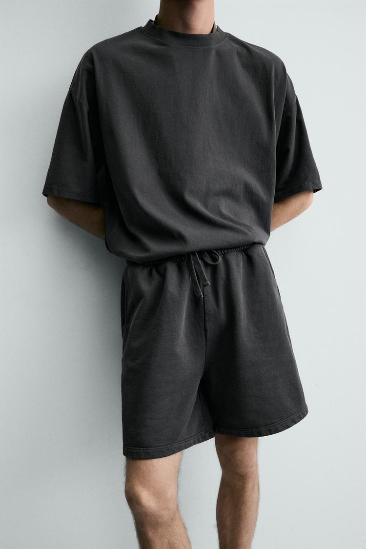 ZARA WASHED BASIC JOGGER BERMUDA SHORTS