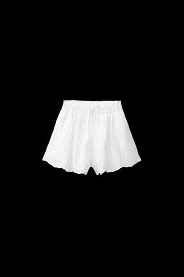 SWISS EMBROIDERED BERMUDA SHORTS - White by Zara - Image 0