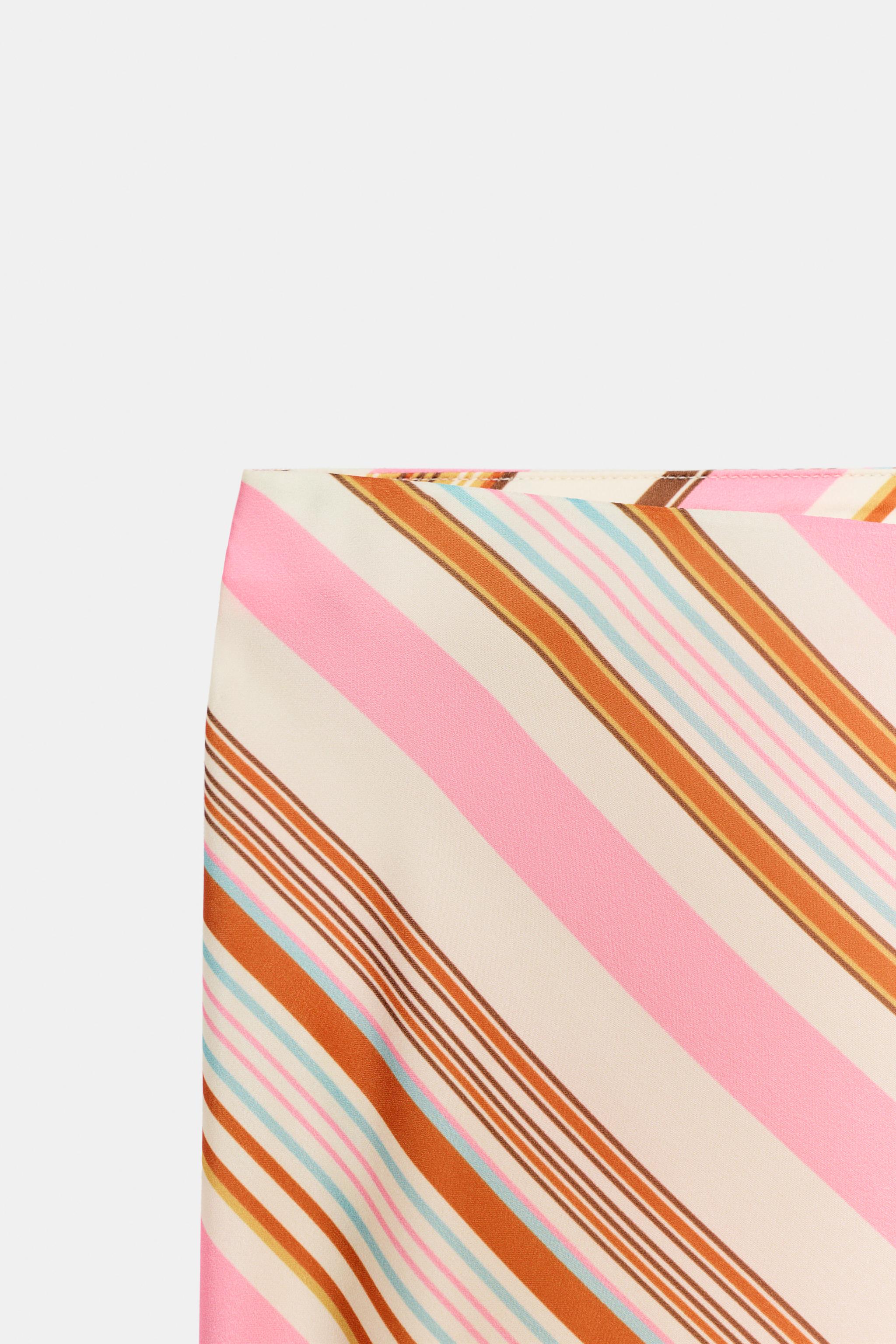 STRIPED SATIN MIDI SKIRT