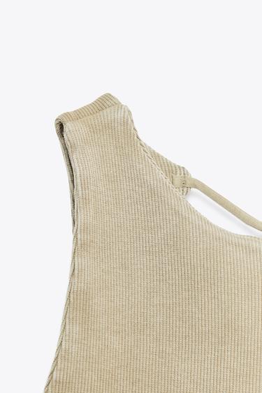 OPEN-BACK RIB T-SHIRT - Light khaki by Zara - Image 6