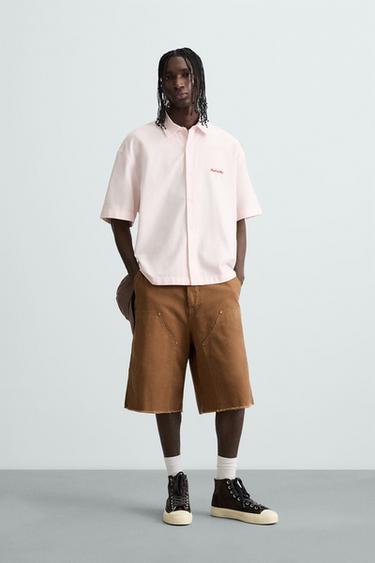 CONTRAST EMBROIDERY SHIRT - Pink by Zara - Image 0