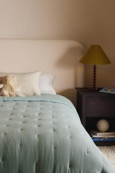 KIDS' PLAIN MUSLIN BEDSPREAD - Green by Zara