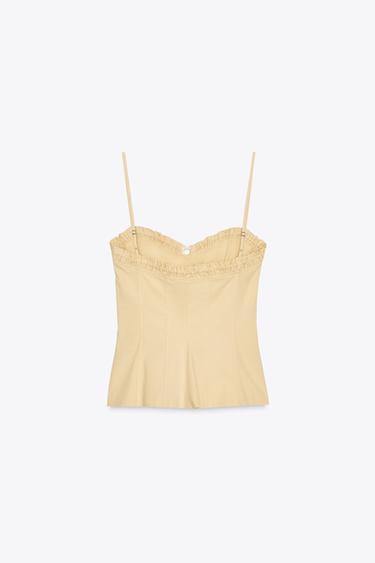 STRETCH TOP WITH TIE - Mustard by Zara - Image 5