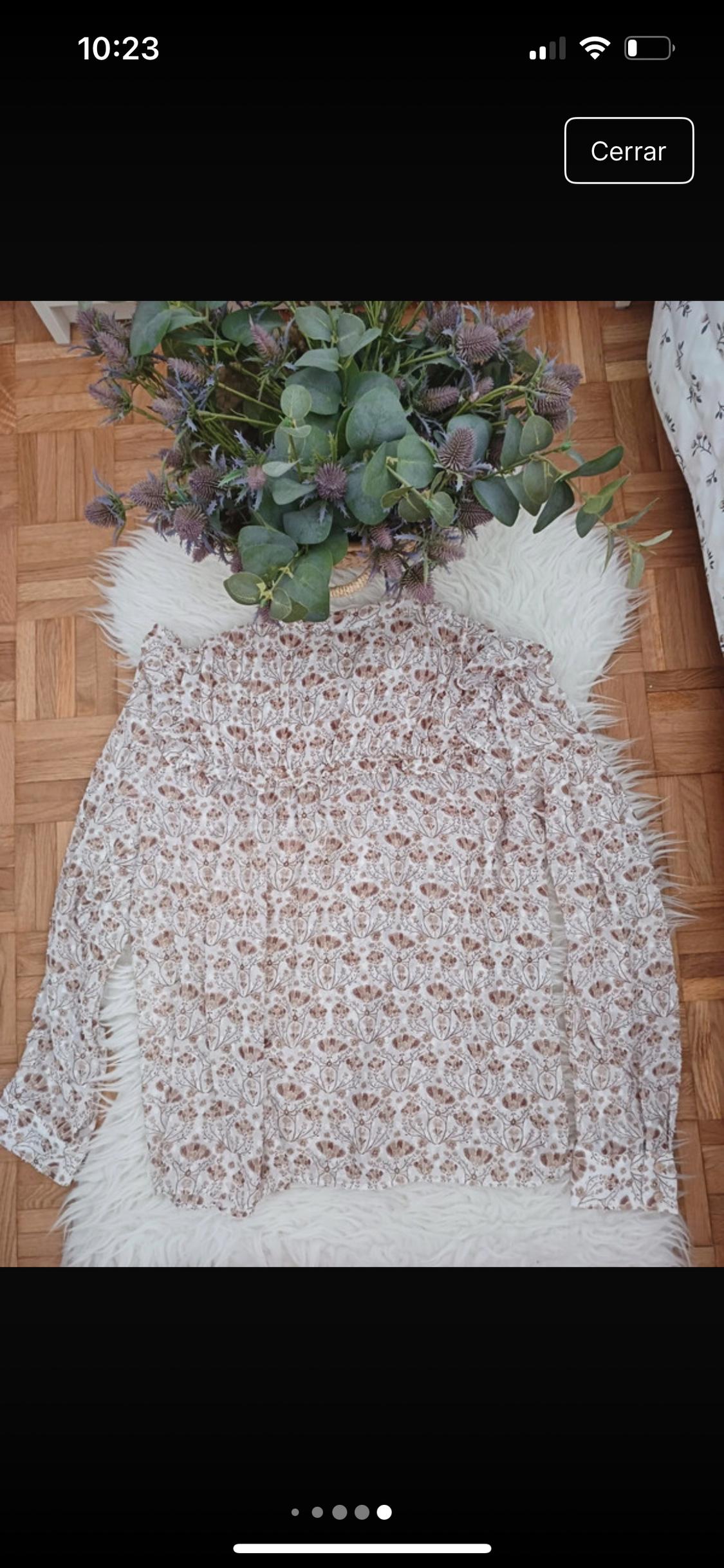 BLUSA BLANCA FLORES MARRÓN - Image 2