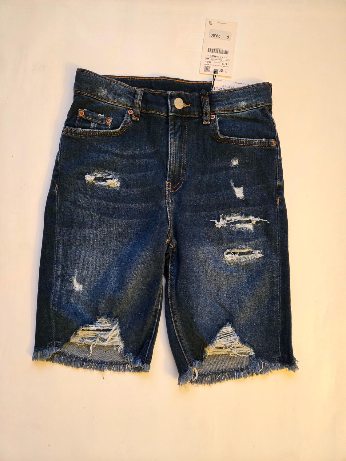 RELAXED FIT RIPPED DENIM SHORTS - Image 6
