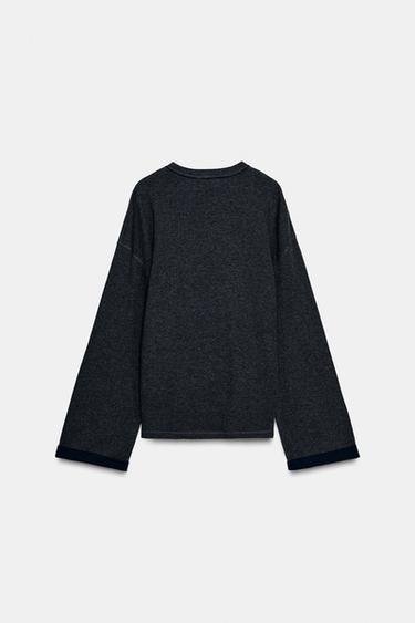 OVERSIZED LONG SLEEVE T-SHIRT - Dark grey marl by Zara - Image 5