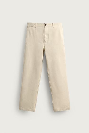REGULAR FIT CHINO TROUSERS - Light beige by Zara