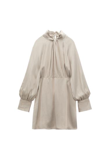 SATIN-EFFECT DRESS WITH KNOT DETAIL