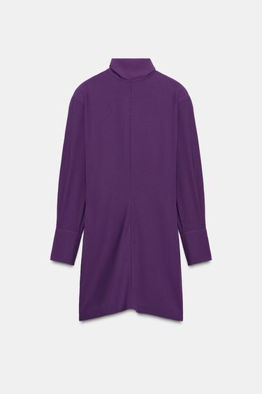 ROBE COURTE AVEC ÉCHARPE - Aubergine de Zara - Image 8