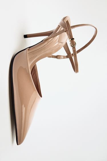 PATENT-EFFECT SLINGBACK HEELS - Beige by Zara