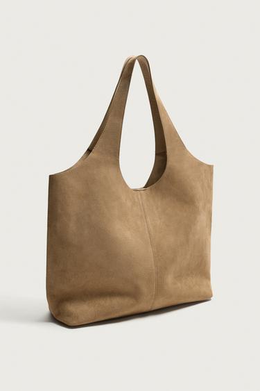 LEATHER SHOPPER BAG — Sandy Brown 2