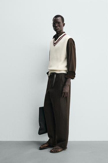 KNIT VEST WITH CONTRAST RIB - Ecru by Zara - Image 3