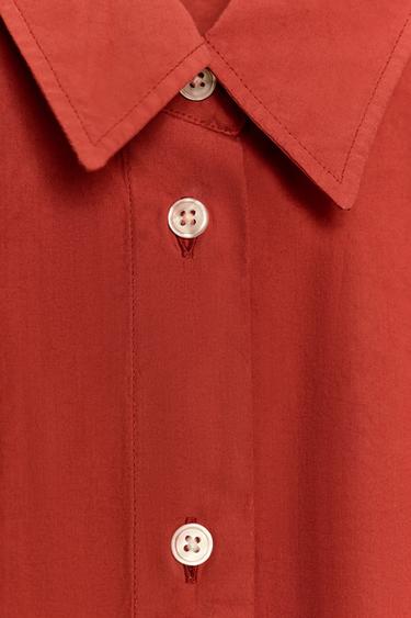 WASHED OVERSIZE POPLIN SHIRT - Dark red by Zara - Image 6