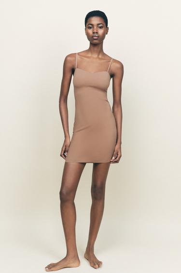 SHORT POLYAMIDE LINED DRESS - Beige-pink by Zara