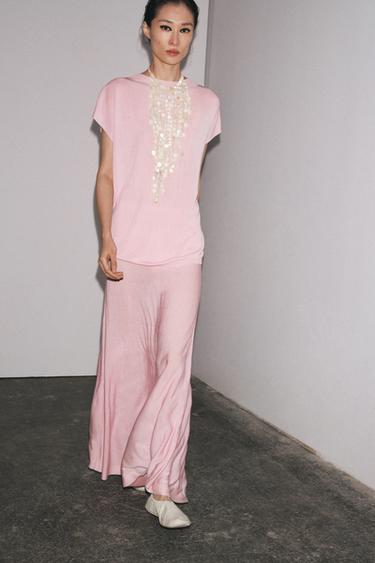 WIDE SLEEVE KNIT TOP - Pale pink by Zara
