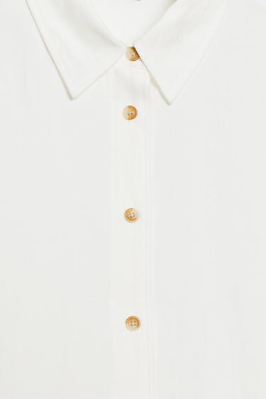 CHEMISE COURTE À MANCHES AMPLES - Blanc de Zara - Image 7