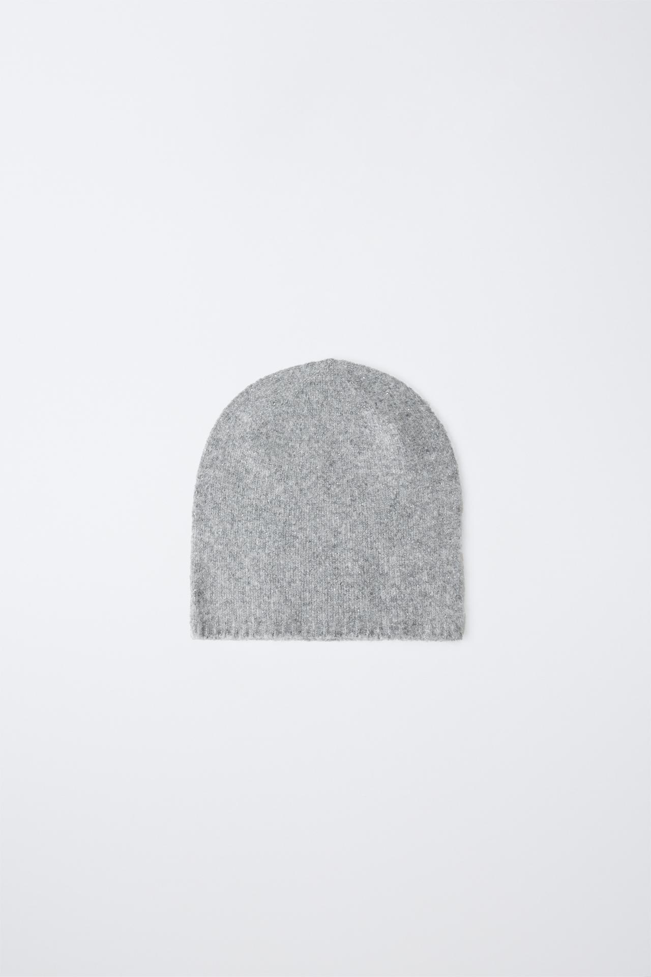 SPARKLY KNIT BEANIE — Gray marl