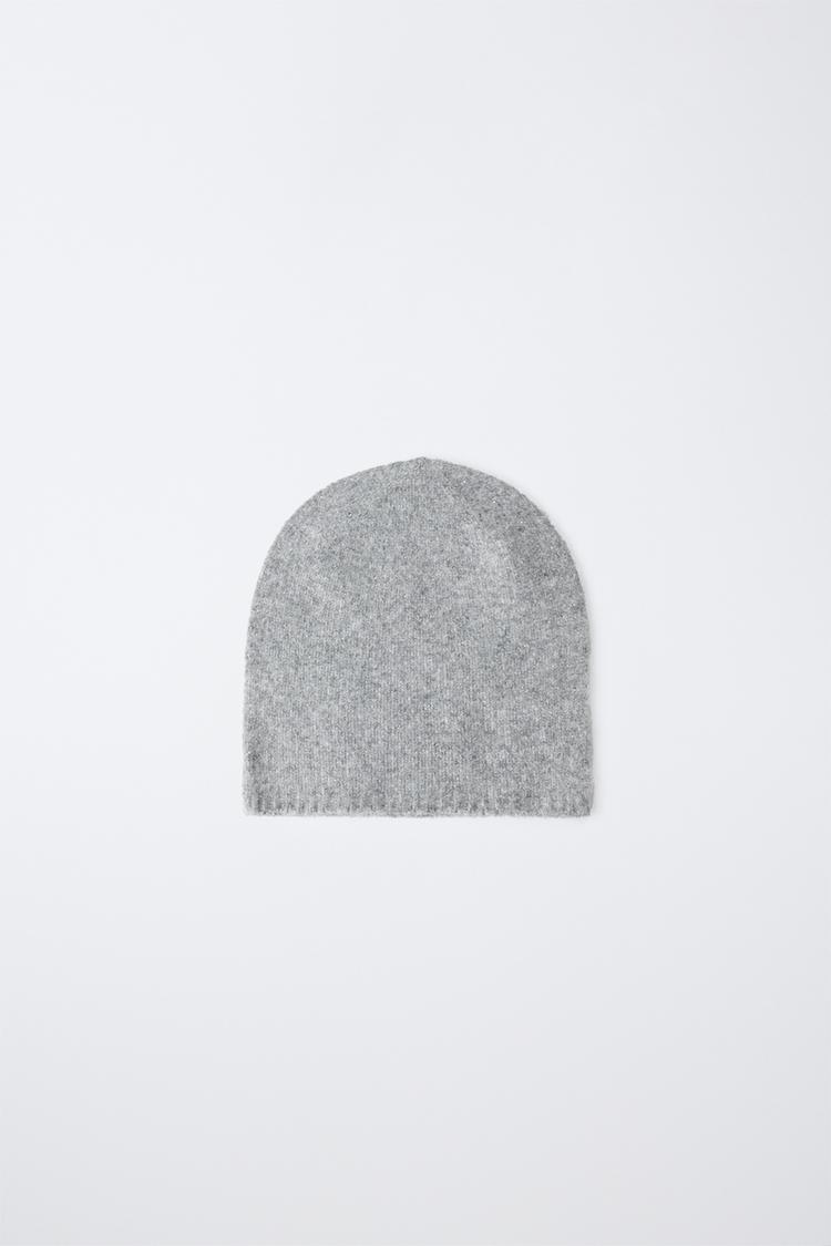 SPARKLY KNIT BEANIE — Gray marl