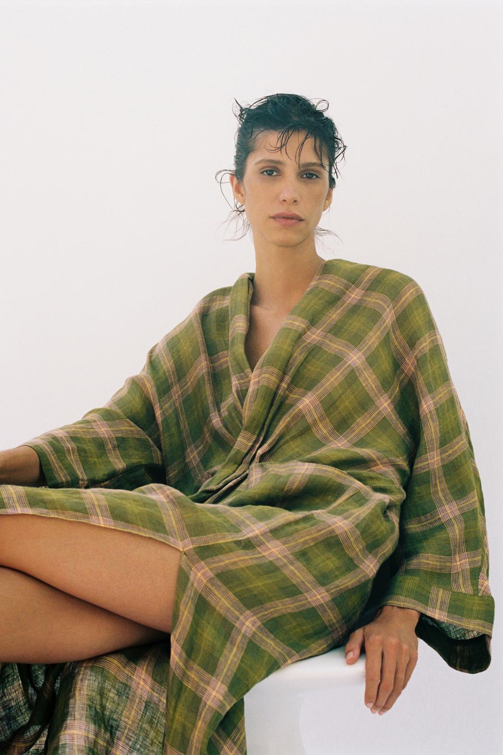 ZW Collection Checked Linen Dress