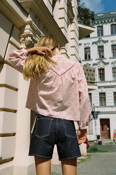CHEMISE BRODERIES PERFORÉES - Rose pastel de Zara - Image 1