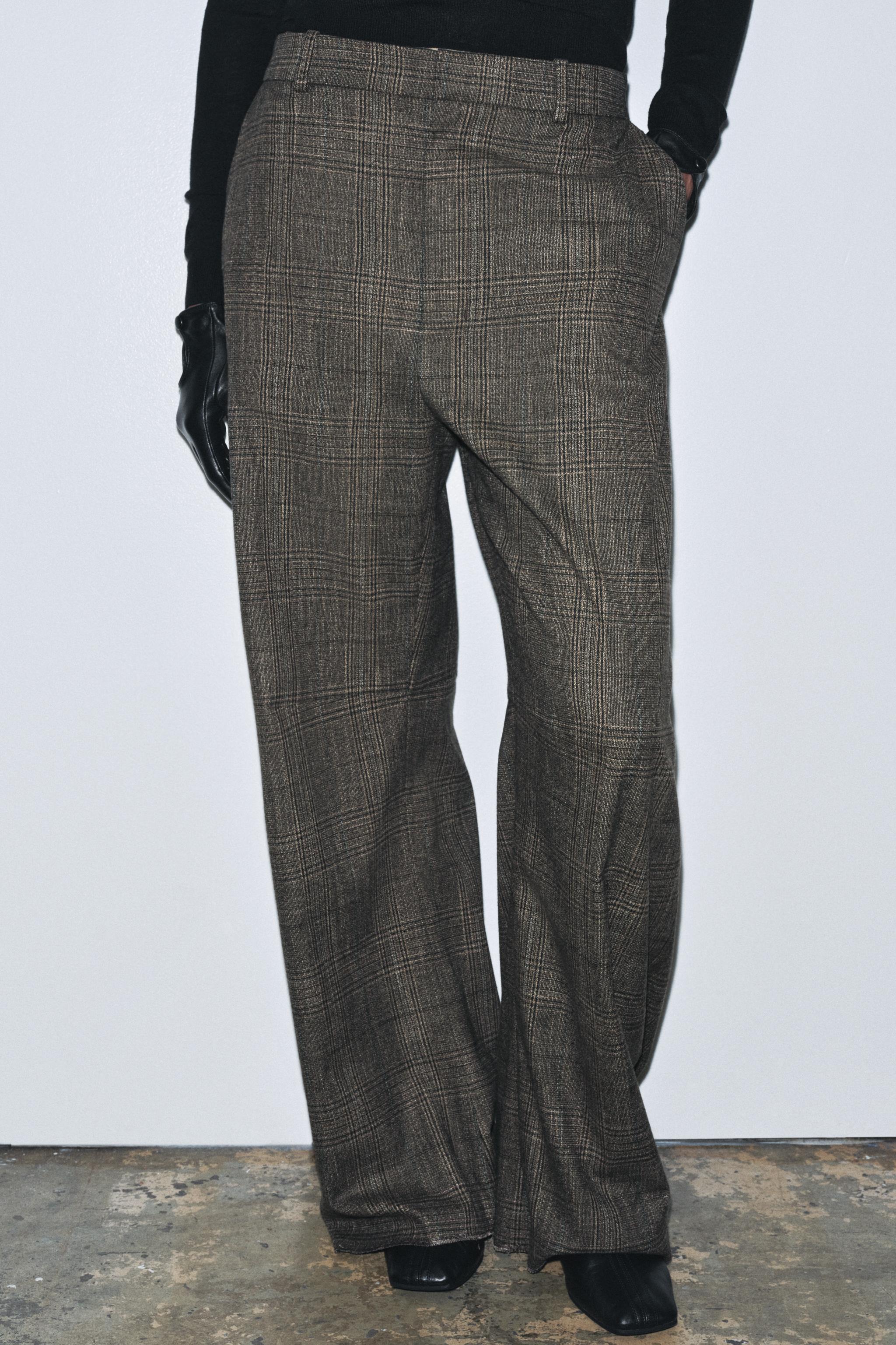 CHECKED WOOL BALLOON PANTS ZW COLLECTION