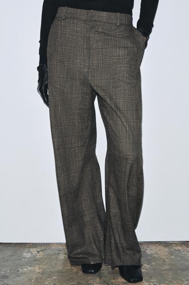 ZW COLLECTION CHECKED BALLOON TROUSERS WITH WOOL - Brown marl by Zara - Image 3