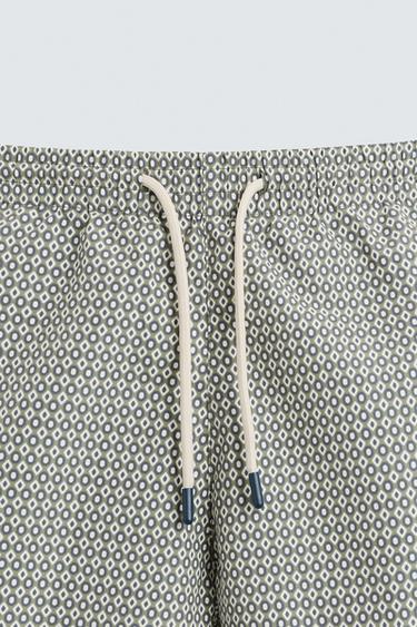 GEOMETRIC PRINT MID-LENGTH SWIMMING TRUNKS - Khaki by Zara - Image 2