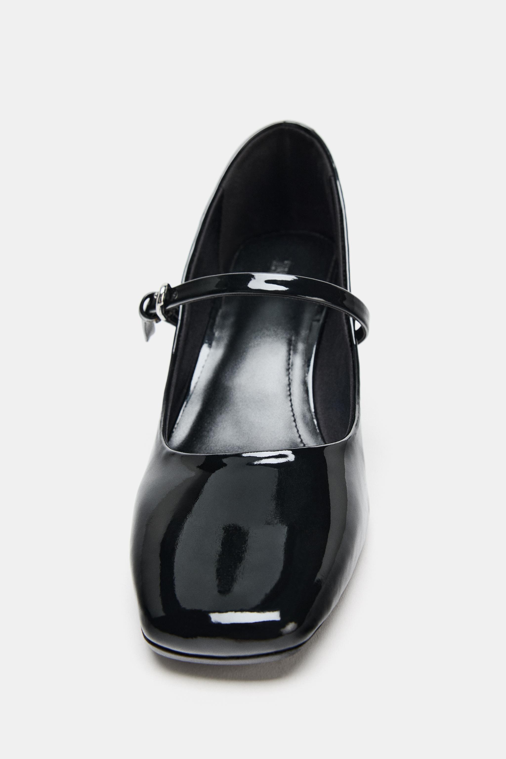 FAUX-PATENT MARY JANES WITH BLOCK HEEL - Black | ZARA India