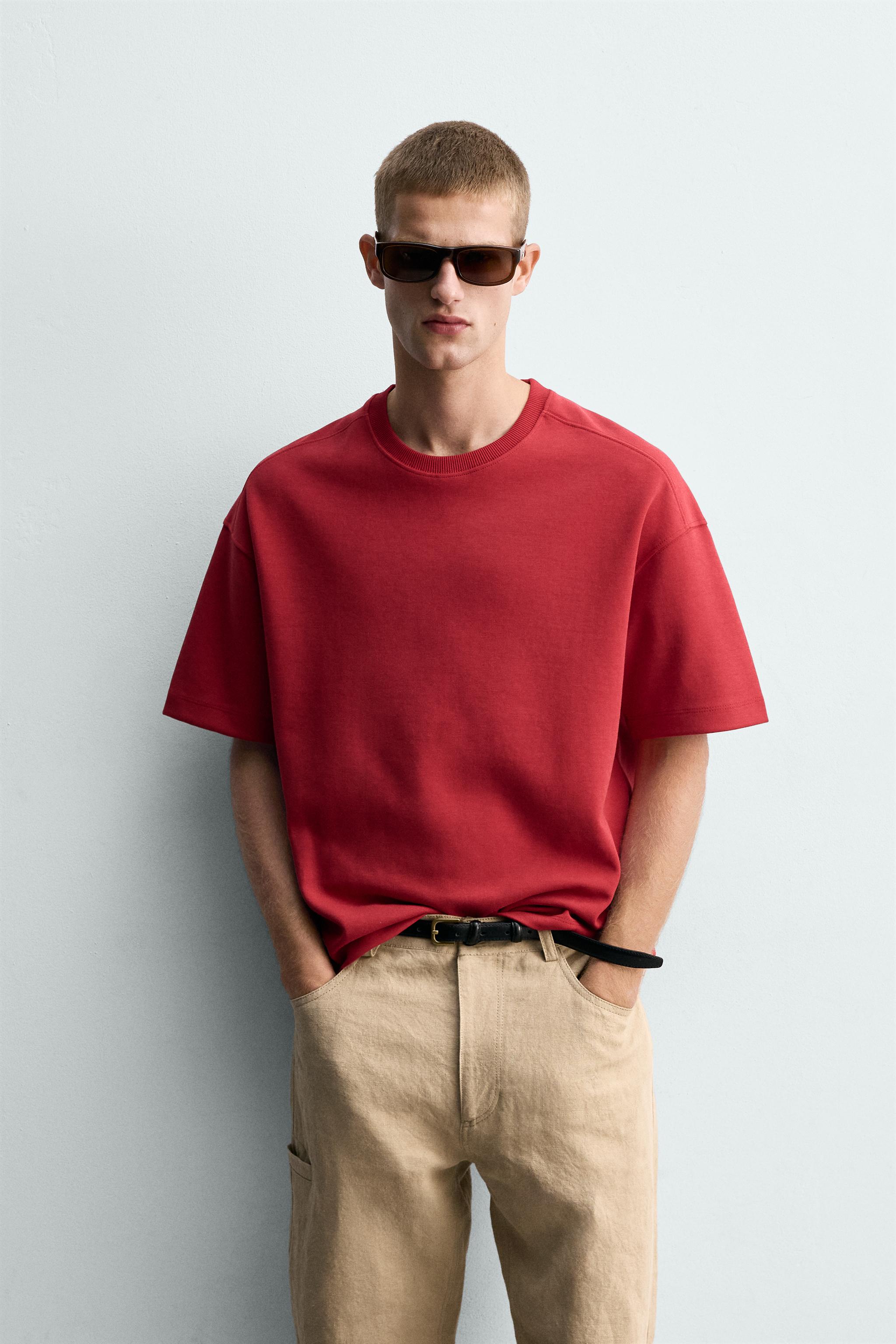 RELAXED FIT INTERLOCK SWEATSHIRT — Red