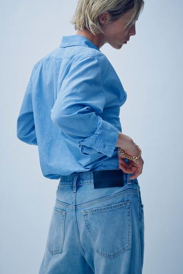 REGULAR FIT DENIM SHIRT - Light blue by Zara - Image 1