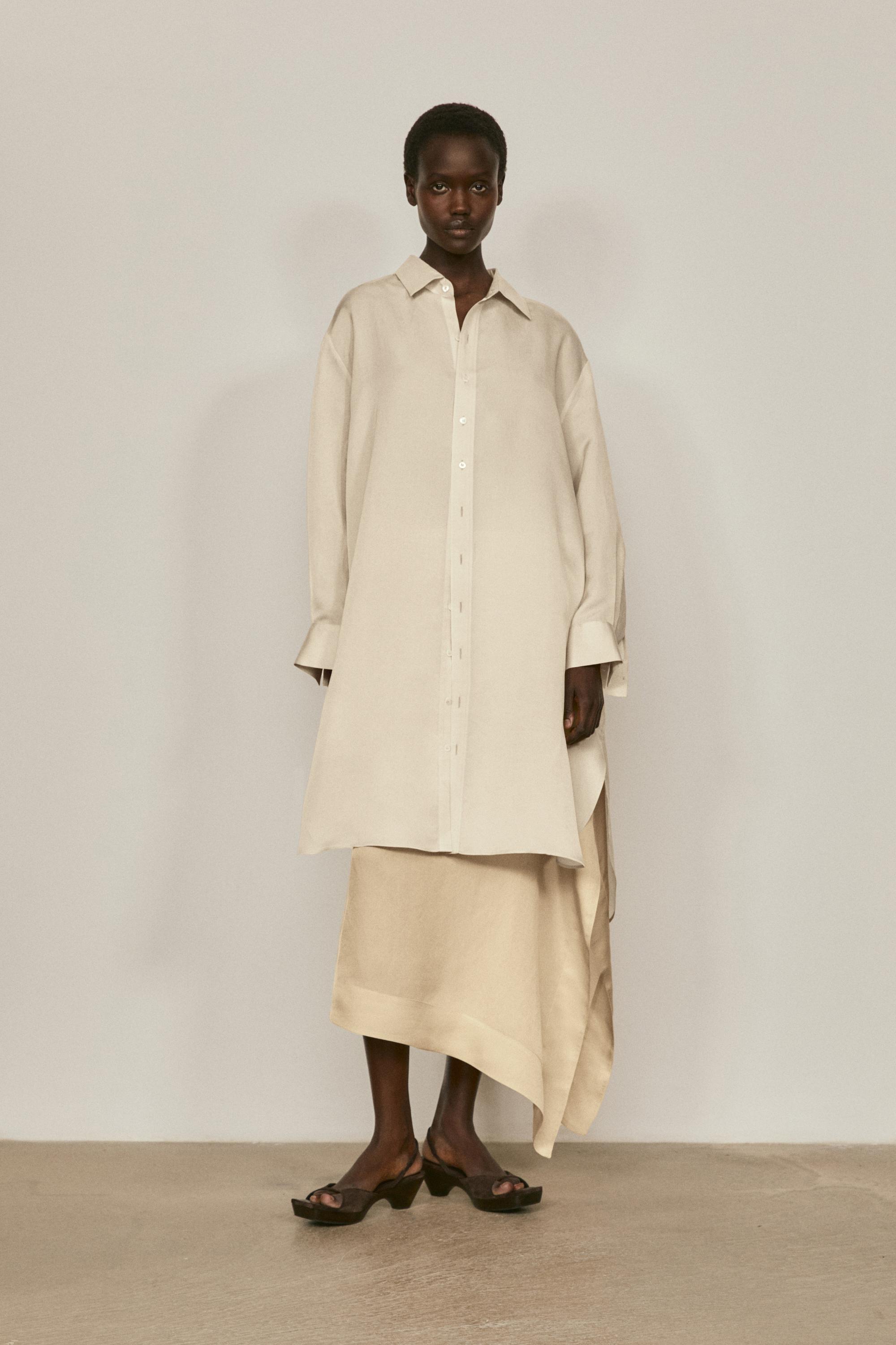 Long flowing oversize shirt - LIMITED EDITION — Ecru