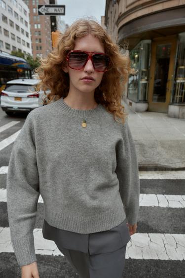 SOFT PLAIN KNIT SWEATER - Grey marl by Zara